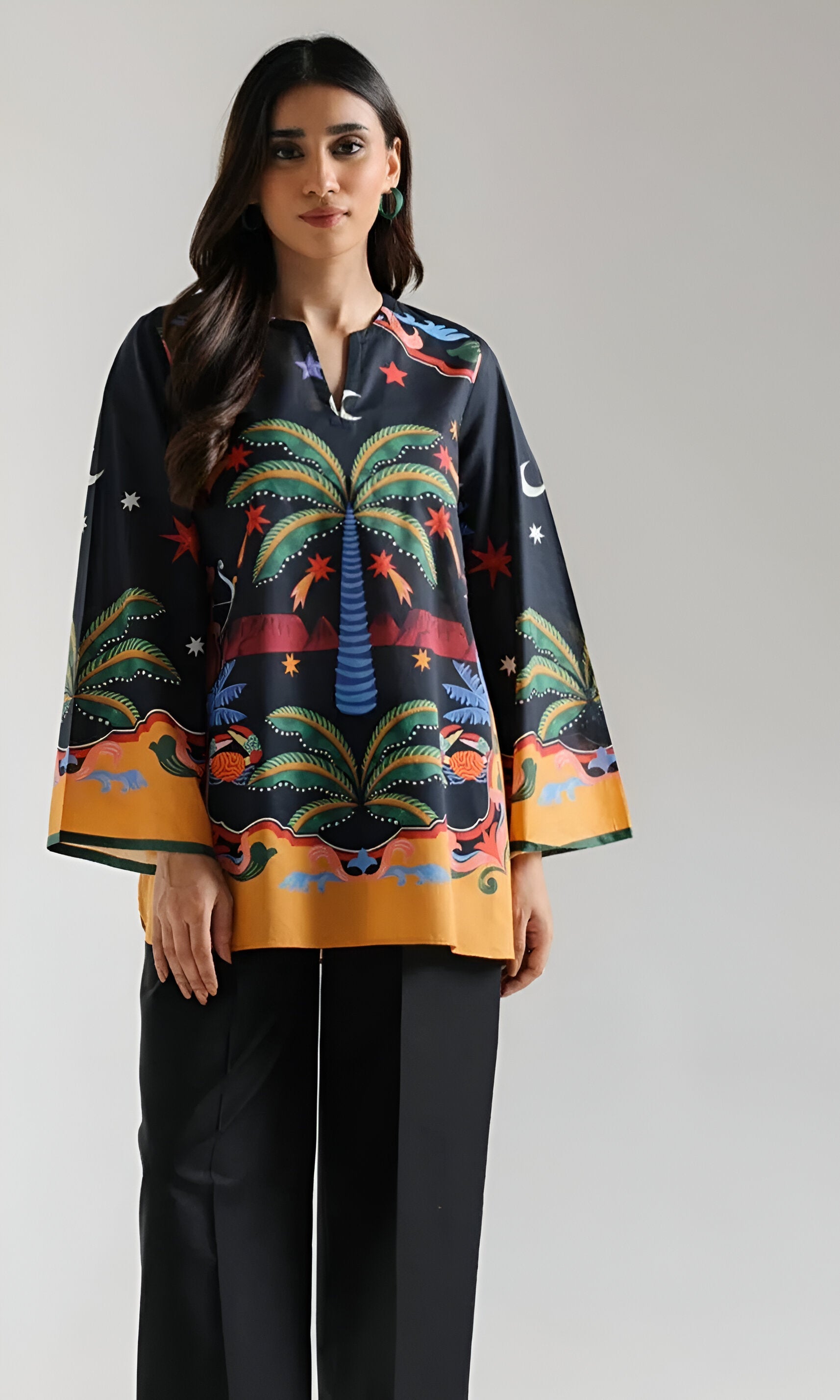 1 Pc Women's Stitched Lawn Digital Print Dress Shirt