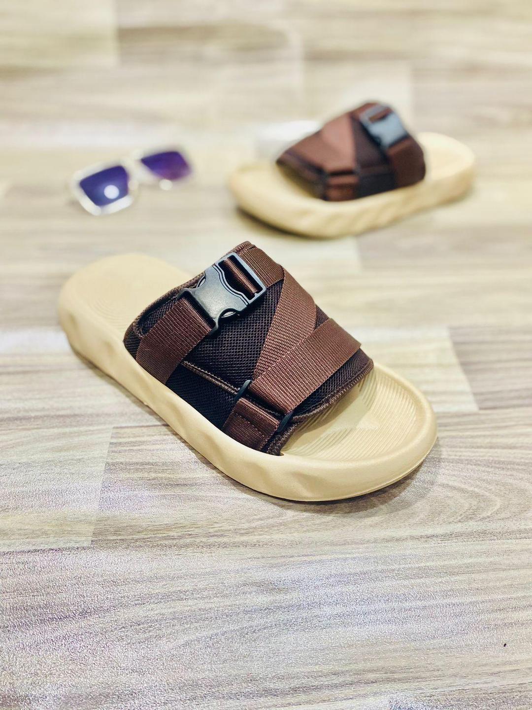 Men's Casual Rubber Slide Slippers - 1 Pcs Beige