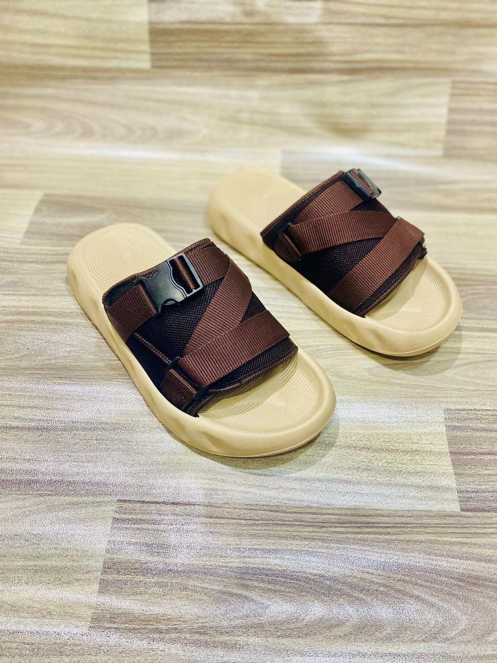 Men's Casual Rubber Slide Slippers - 1 Pcs Beige